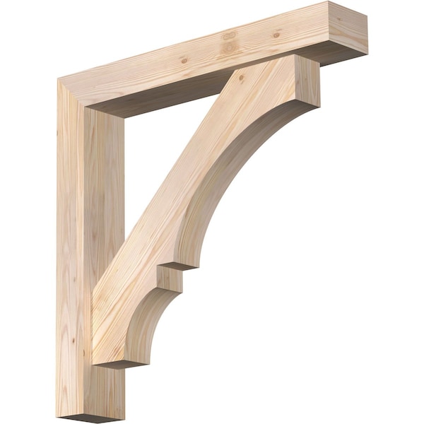 Ekena Millwork Balboa Block Smooth Bracket w/ Offset Brace, Douglas Fir, 5 1/2"W x 32"D x 32"H BKT0604X32X32BOA05SDF - main